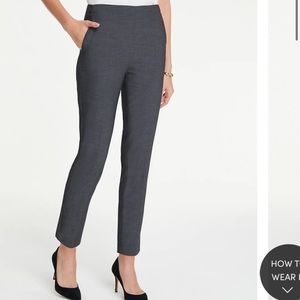Ann Taylor Bi-Stretch Side Zip Ankle Pants - Grey